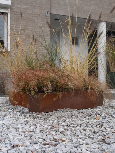 Multi-Edge ADVANCE Corten staal Borderbak 60x60x20cm aangelegd