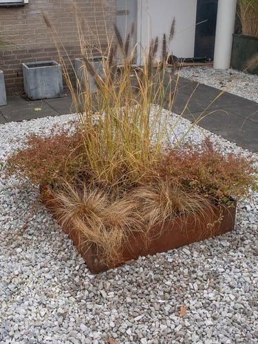 Multi-Edge ADVANCE Corten staal Borderbak aangelegd