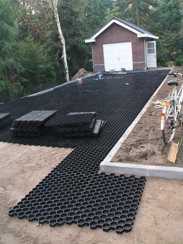 Easygravel 3XL grindmatten zwart aangelegd