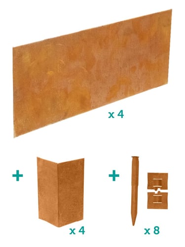 Multi-Edge ADVANCE Cortenstaal Borderbak 60x60x20cm Inhoud pakket