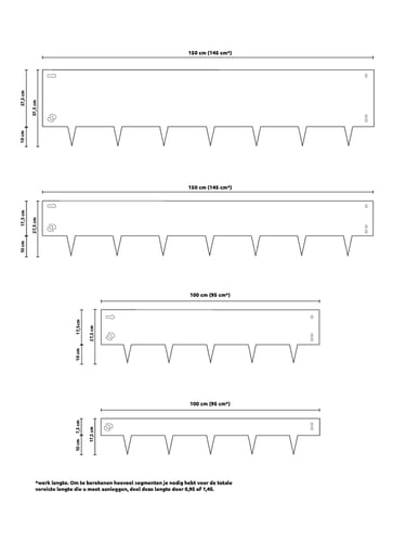 Afmetingen alle varianten Multi Edge Metal Verzinkt